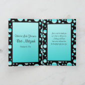 Aqua en Black Polka Dot Hartelijk dank voor uw fot Bedankkaart (Binnen)