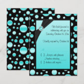 Aqua en Black Polka Dot RSVP-kaart RSVP Kaartje (Voorkant / Achterkant)
