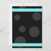 Aqua en Black Polka Dots Invitation Kaart (Achterkant)
