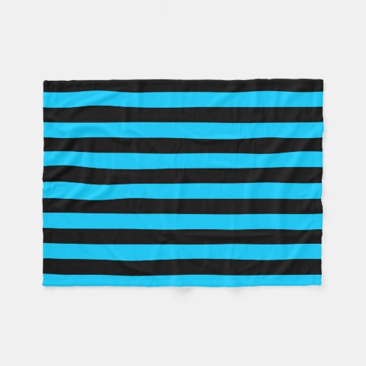 Aqua en Black Stripe Pattern Fleece Deken (Voorkant (Horizontaal))