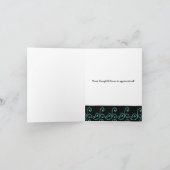 Aqua en Black Swirl Hartelijk dank. Bedankkaart (Binnen)