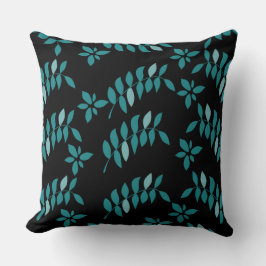 Aqua en Black Tropical oerwoud Kussen