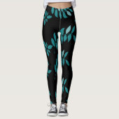 Aqua en Black Tropical oerwoud Sierkussen Leggings (Voorkant)