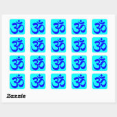 Aqua en Blauwe Om-symbool Vierkante Sticker (Vel)