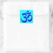 Aqua en Blauwe Om-symbool Vierkante Sticker (Tas)