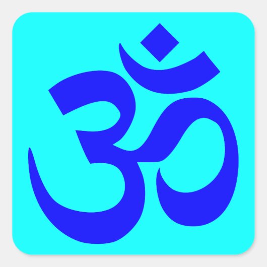 Aqua en Blauwe Om-symbool Vierkante Sticker (Voorkant)