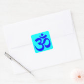 Aqua en Blauwe Om-symbool Vierkante Sticker (Envelop)