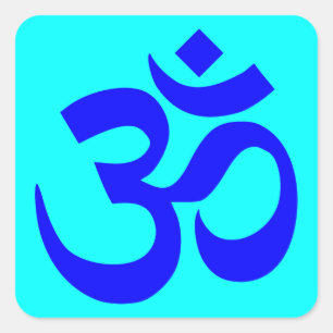 Aqua en Blauwe Om-symbool Vierkante Sticker