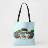 aqua en Blauwgroen appels en docenten Pencils Tote Bag (Voorkant)
