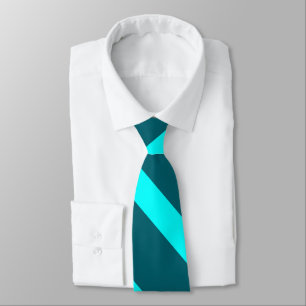 Aqua en Blauwgroen Broad University Stripe Stropda Stropdas