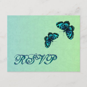 Aqua en Blauwgroen Butterfly Damask RSVP Wedding