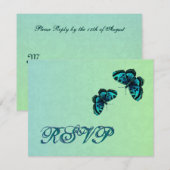 Aqua en Blauwgroen Butterfly Damask RSVP Wedding (Voorkant / Achterkant)