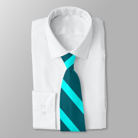 Aqua en Blauwgroen II University Stripe Stropdas (Gebonden)