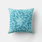 Aqua en Blauwgroen Starburst Modern Flower Pillow Kussen (Achterkant)