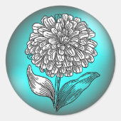 Aqua en Blauwgroen ventilator Ronde Sticker (Voorkant)