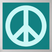 Aqua en Blauwgroen vredessymbool Poster (Voorkant)