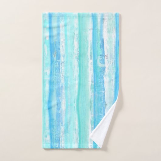 Aqua en Blue Abstract Tree Trunks Bath Towel Set Bad Handdoek (Handdoek)