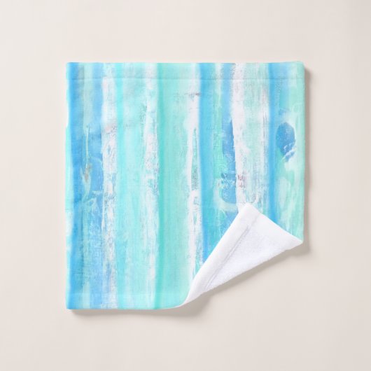 Aqua en Blue Abstract Tree Trunks Bath Towel Set Bad Handdoek (Wasdoekje)