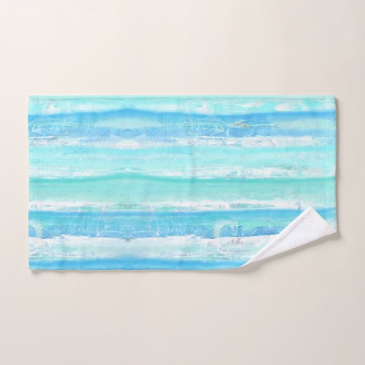 Aqua en Blue Abstract Tree Trunks Bath Towel Set Bad Handdoek (Handdoek)
