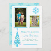 Aqua- en Blue Festive-kerstfotokaart Feestdagenkaart (Voorkant / Achterkant)