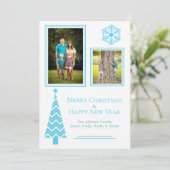 Aqua- en Blue Festive-kerstfotokaart Feestdagenkaart (Staand voorkant)