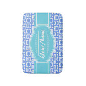 Aqua en Blue Owl Persoonlijke naam Badmat (Voorkant Verticaal)