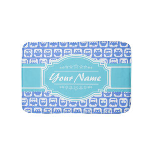 Aqua en Blue Owl Persoonlijke naam Badmat
