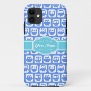 Aqua en Blue Owl Persoonlijke naam Case-Mate iPhone Case