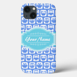 Aqua en Blue Owl Persoonlijke naam iPhone 13 Hoesje