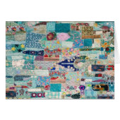 Aqua en Blue Quilt Tapestry Design (Voorkant Horizontaal)