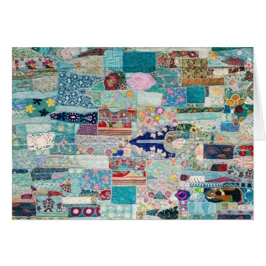 Aqua en Blue Quilt Tapestry Design (Voorkant Horizontaal)