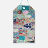 Aqua en Blue Quilt Tapestry Design Cadeaulabel (Voorkant)