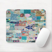 Aqua en Blue Quilt Tapestry Design Muismat (Met muis)