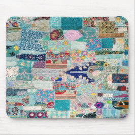 Aqua en Blue Quilt Tapestry Design Muismat