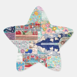 Aqua en Blue Quilt Tapestry Design Ster Sticker
