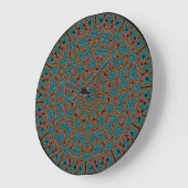 Aqua en Brown Boho Paisley Kaleidoscope Grote Klok (Hoek)