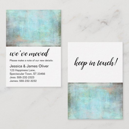 Aqua en Brown Grunge We hebben Handout Kaart verpl Visitekaartje (Voorkant / Achterkant)