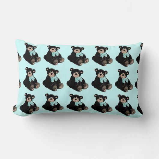 Aqua en Brown Teddy Bears Accent Pillow Kussen (Voorkant)