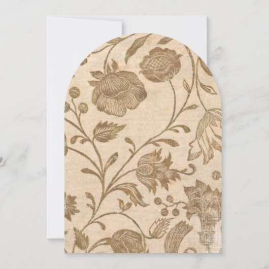  Aqua en bruin Floral Pattern Wedding Kaart (Achterkant)