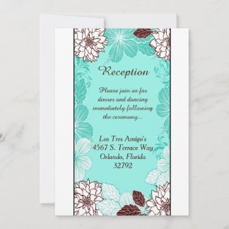 Aqua en Bruine Bloemen 3.5x7 Ontvankaart Kaart