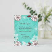 Aqua en bruine bloemen 4x5 flat-dank bedankkaart (Staand voorkant)