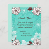 Aqua en bruine bloemen 4x5 flat-dank bedankkaart (Voorkant / Achterkant)