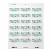 Aqua en bruine bloemen etiket (Full Sheet)