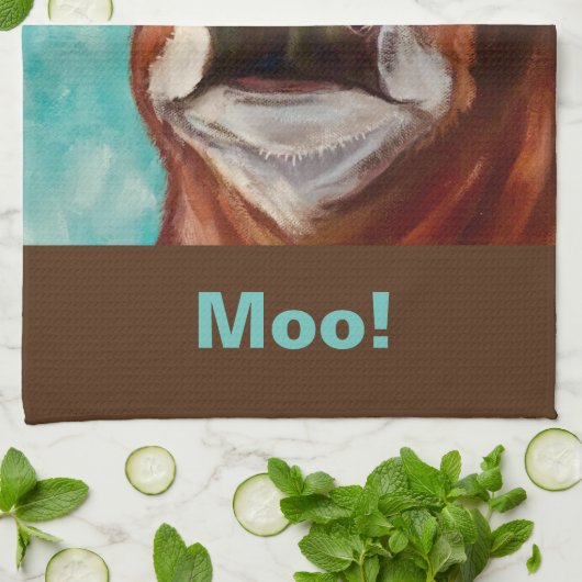 Aqua en bruine keukenhanddoek (Gevouwen)