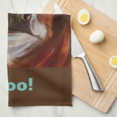 Aqua en bruine keukenhanddoek (Quarter Fold)