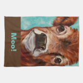 Aqua en bruine keukenhanddoek (Horizontaal)