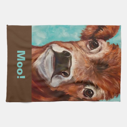 Aqua en bruine keukenhanddoek (Horizontaal)