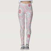 Aqua en Carmozijn Mandala Patroon Leggings (Voorkant)