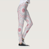 Aqua en Carmozijn Mandala Patroon Leggings (Rechts)