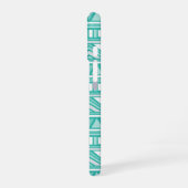 Aqua en Charcoal Aztec Chevron Maatwerk Monogram iPhone 16 Hoesje (Linkerkant)